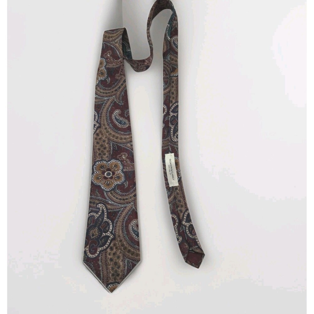 Vintage Gleason Clancy Penn Yan NY Executive Collection Burgundy Paisley Tie